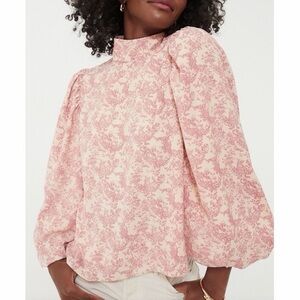 Tuckernuck Hyacinth House Pink Floral Toile Thayer Blouse Size Large